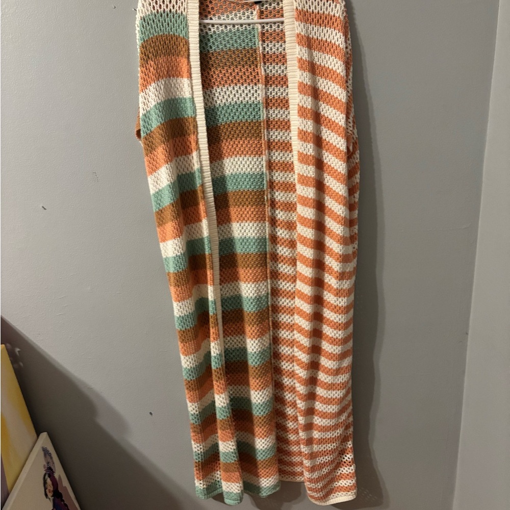 Torrid Striped Open Knit Cardigan